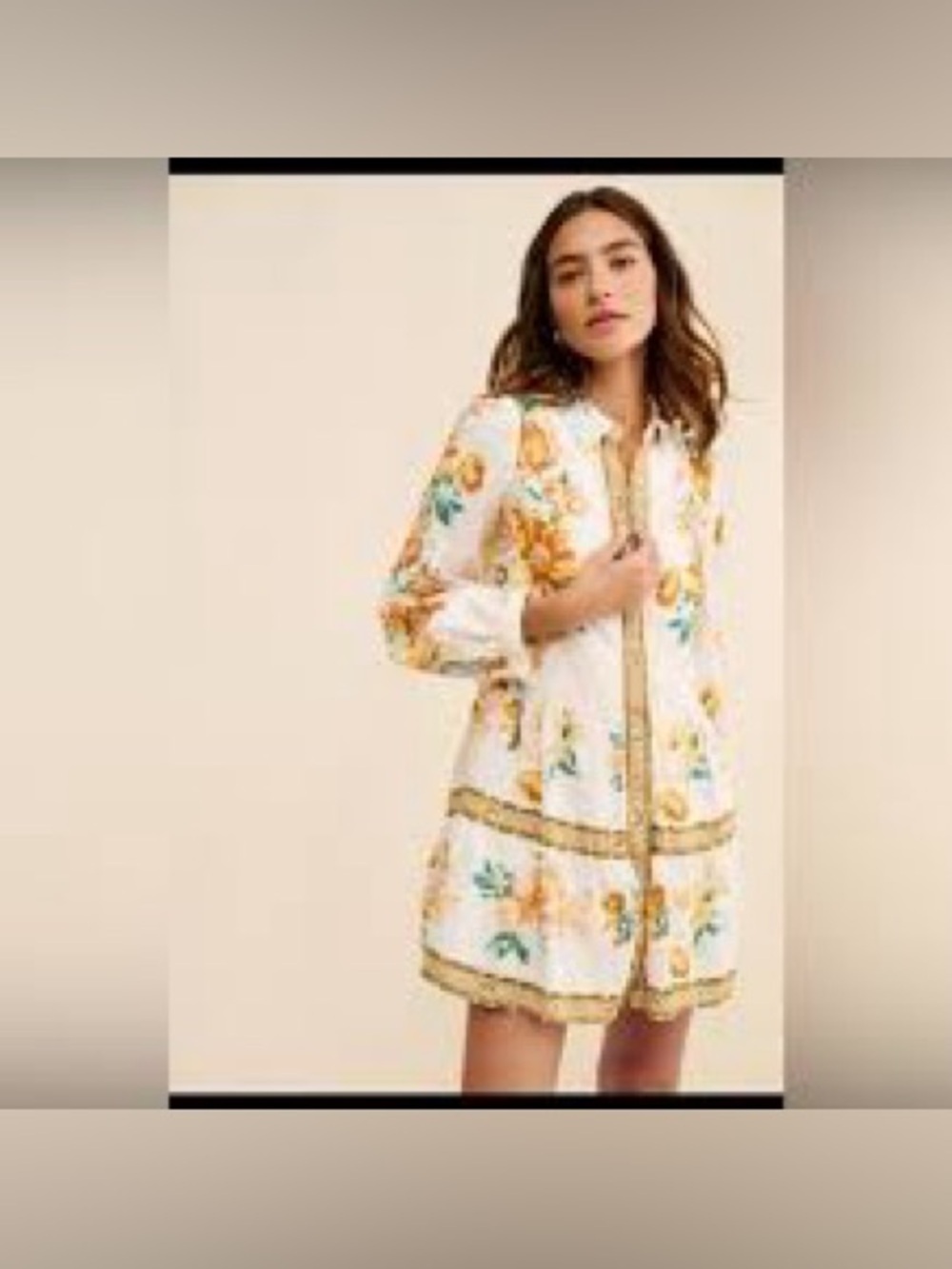 Anthropologie Maeve Floral Panel Print Tiered Mini Dress Sz-M
